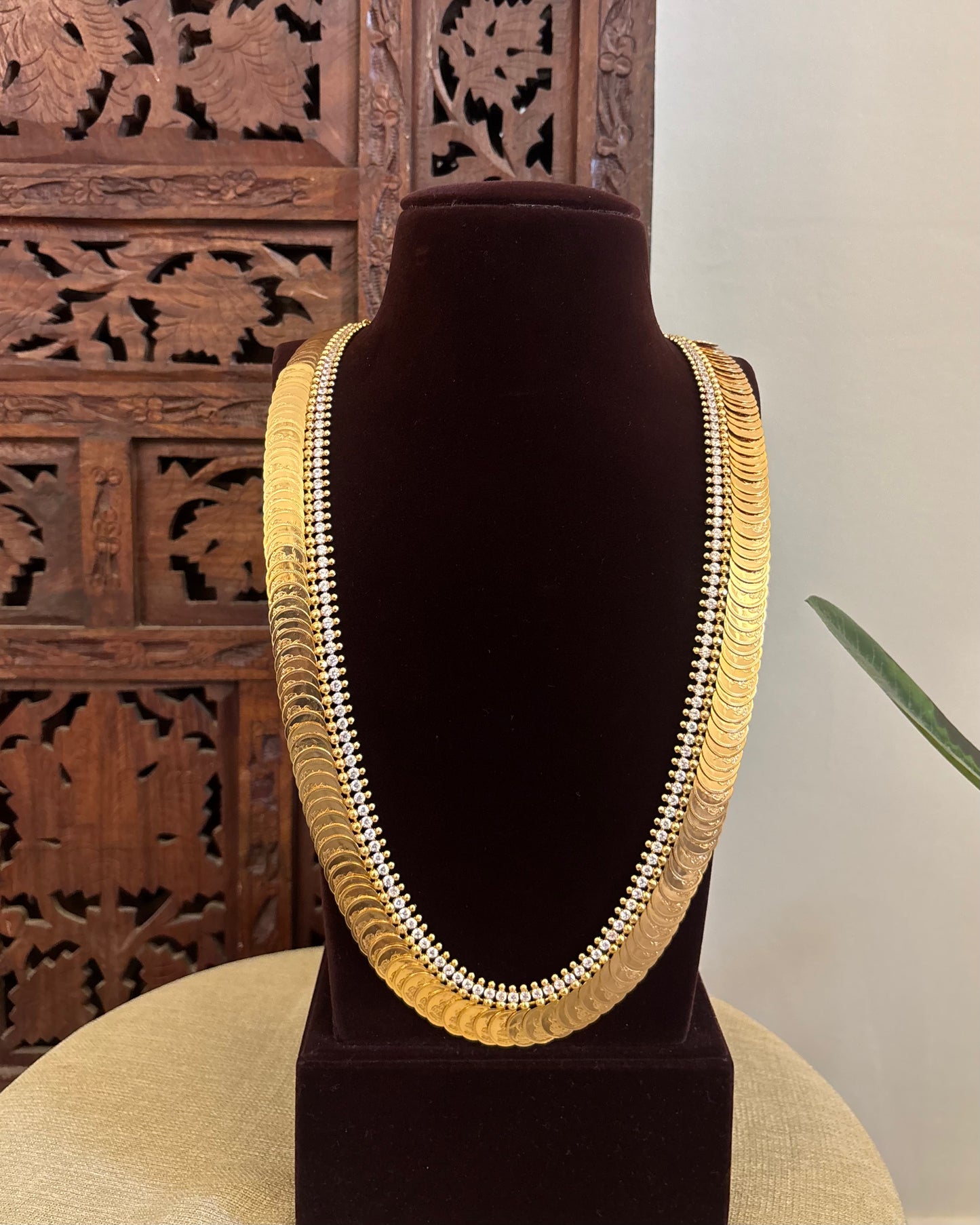 Lakshmi Kaasu Haram with Kemp Stones | White | NC580