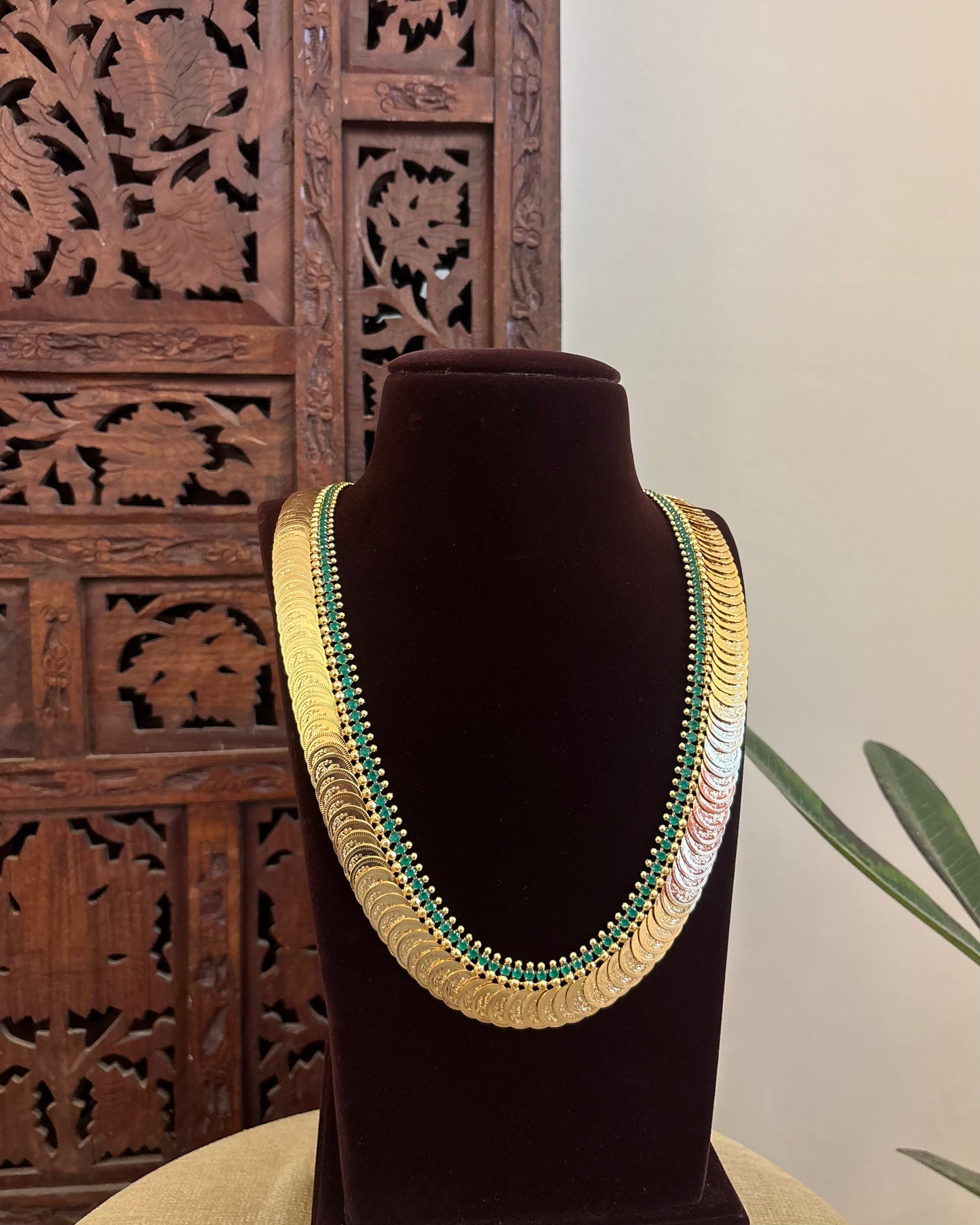 Lakshmi Kaasu Haram with Kemp Stones | Green | NC582
