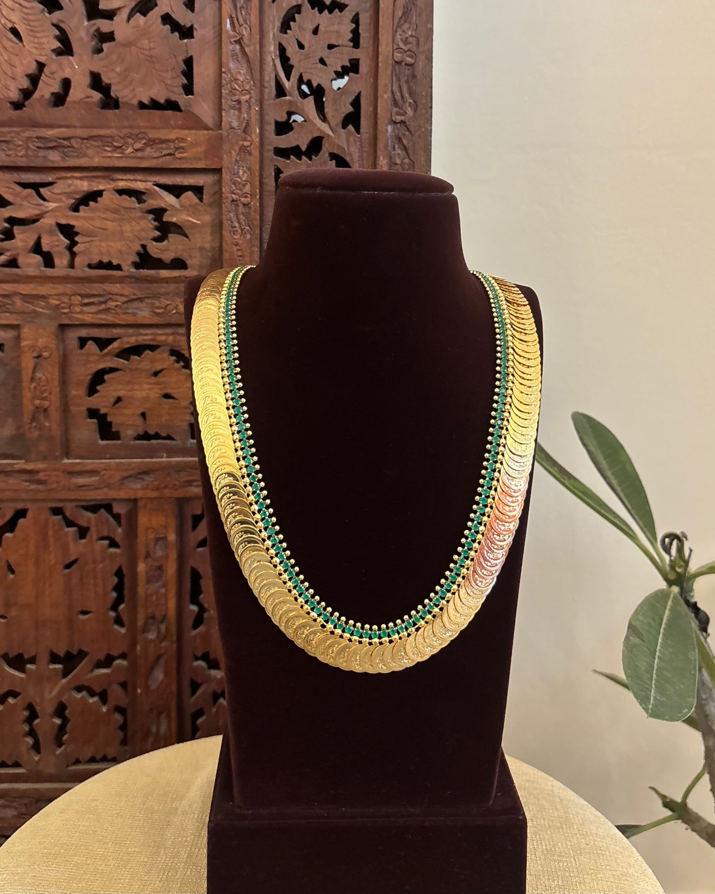 Lakshmi Kaasu Haram with Kemp Stones | Green | NC582