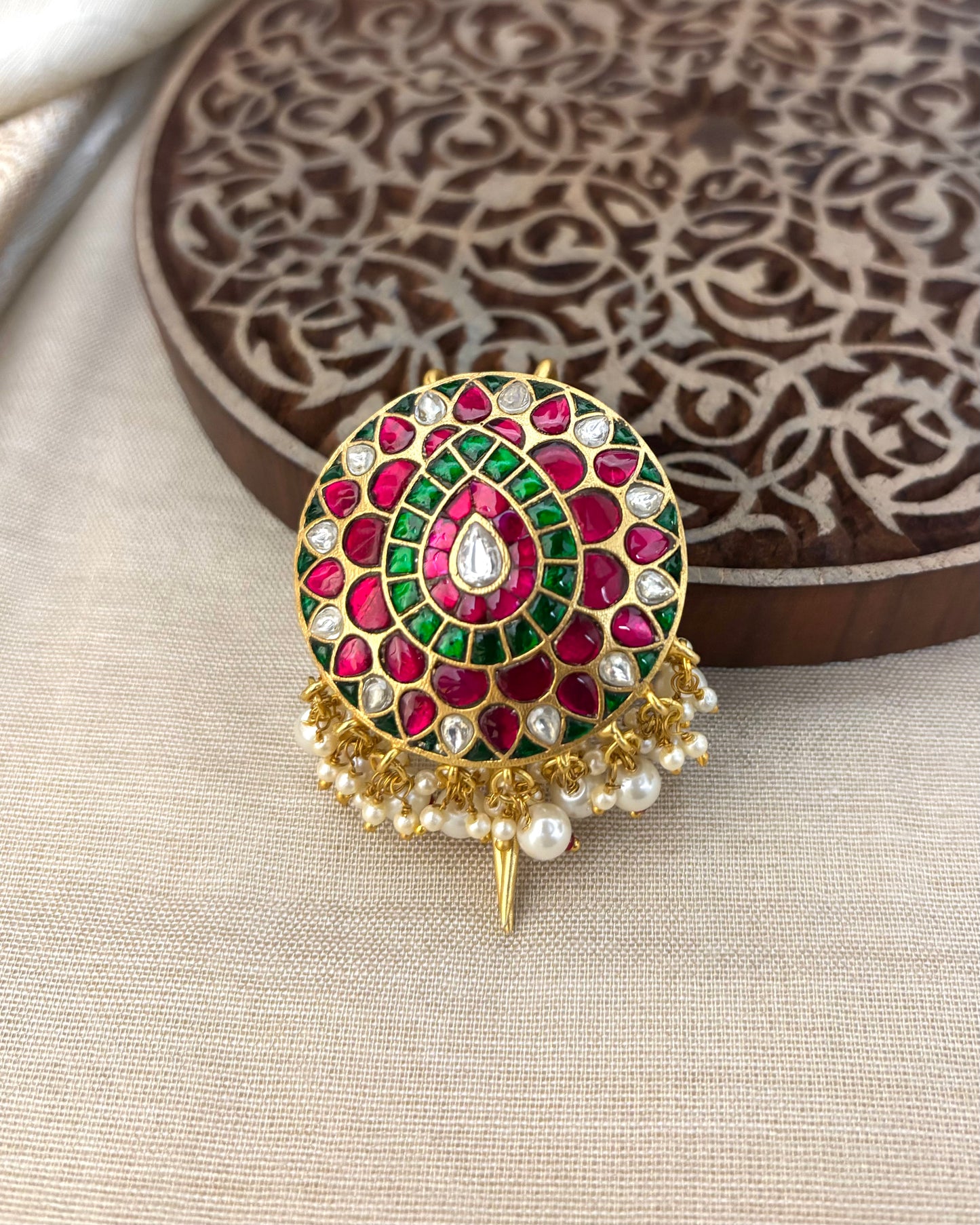 Multicolor Handcrafted Jadau Kundan Peacock Hair Pin | HA115