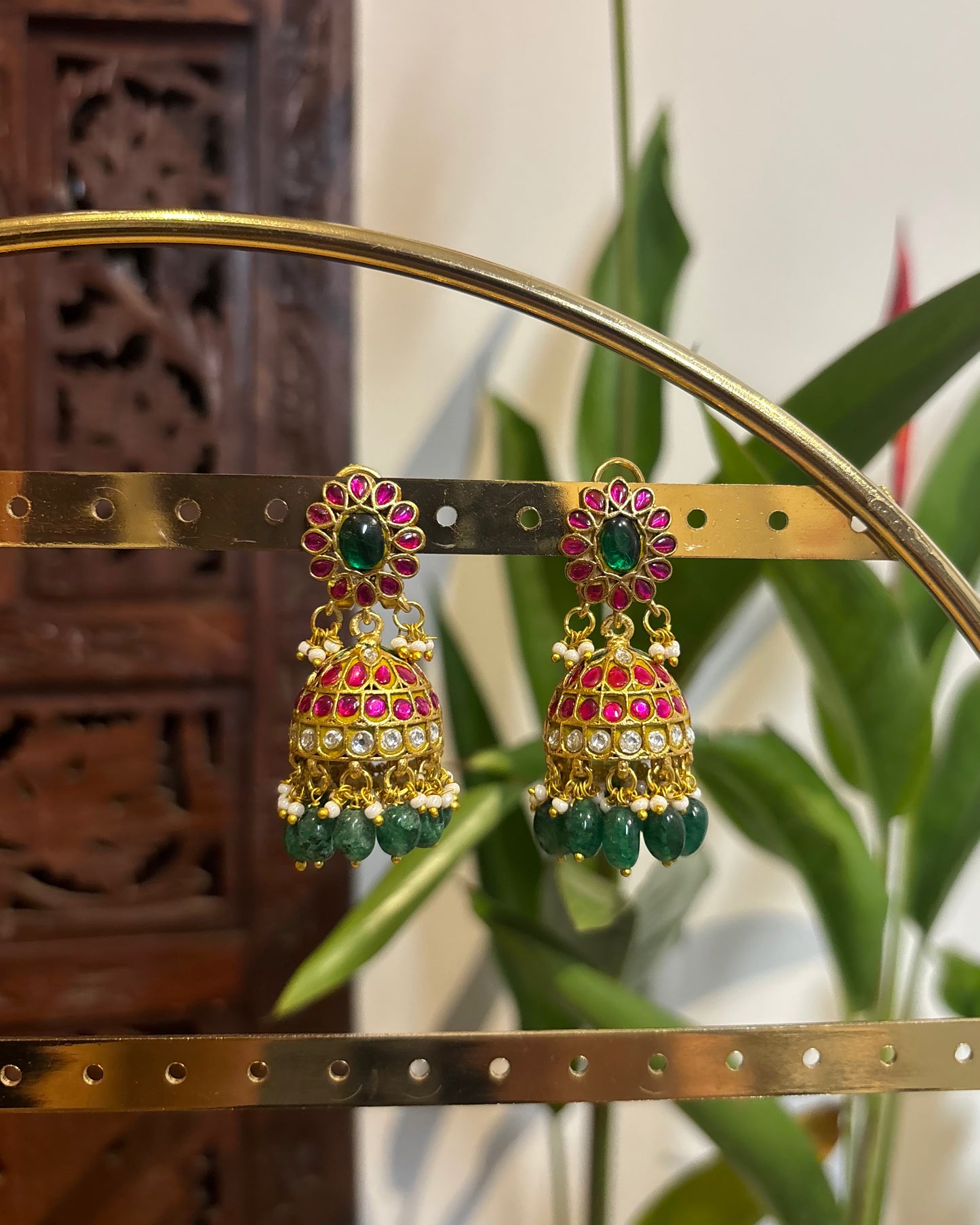 Floral Statement Multicolor Jadau Kundan Jhumkas | ER146