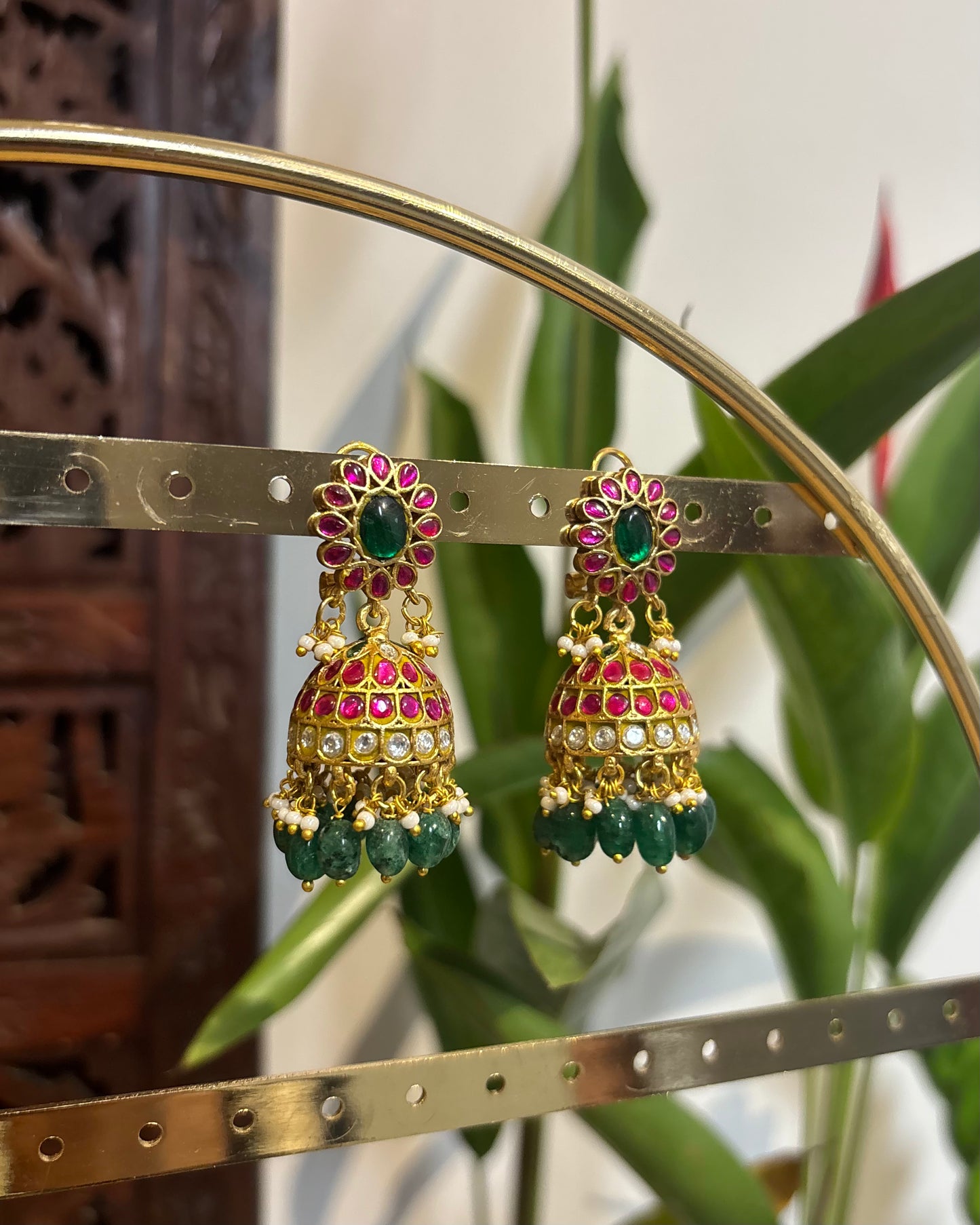 Floral Statement Multicolor Jadau Kundan Jhumkas | ER146