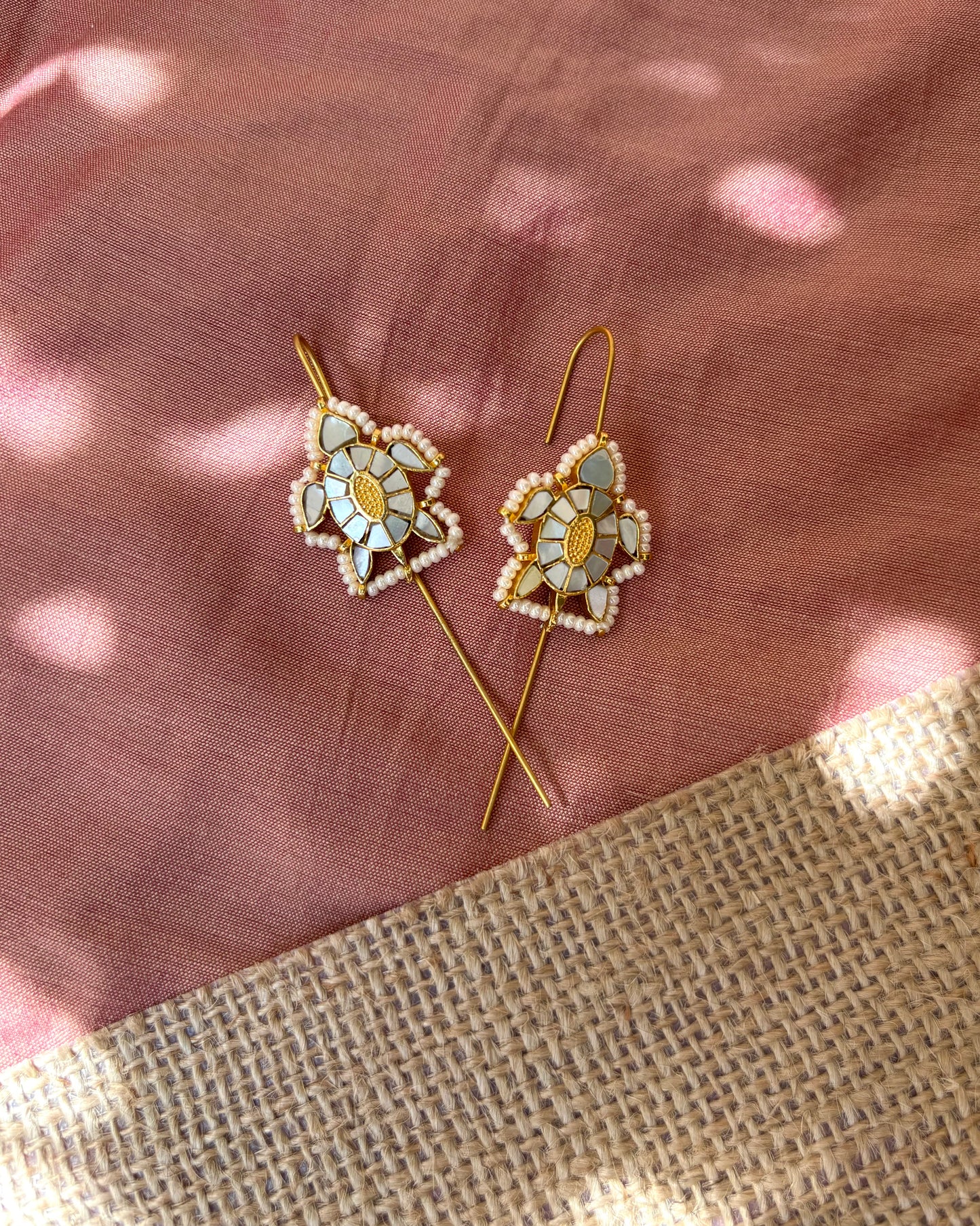 Mother of Pearl Needle Ear Cuff – Minimal & Elegant Statement Piece | ER011