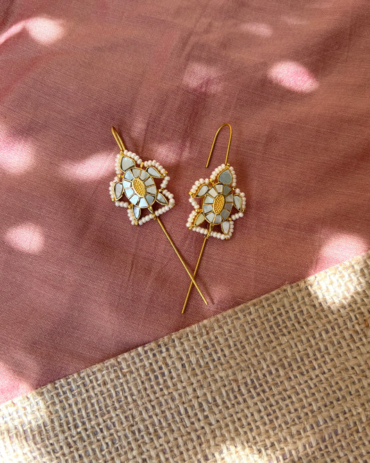 Mother of Pearl Needle Ear Cuff – Minimal & Elegant Statement Piece | ER011