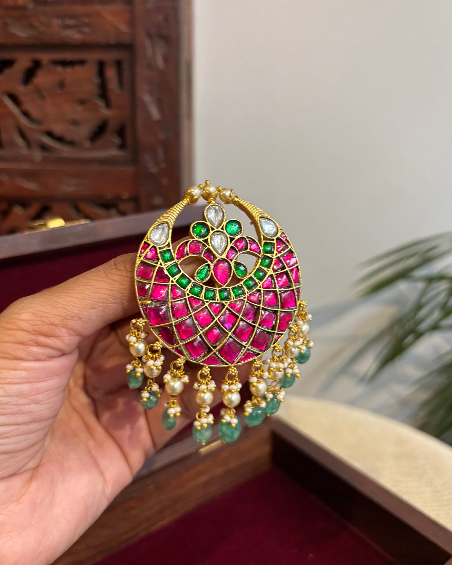 Handcrafted Round Floral Hair Pin – Jadau Kundan | HA276 (Copy)