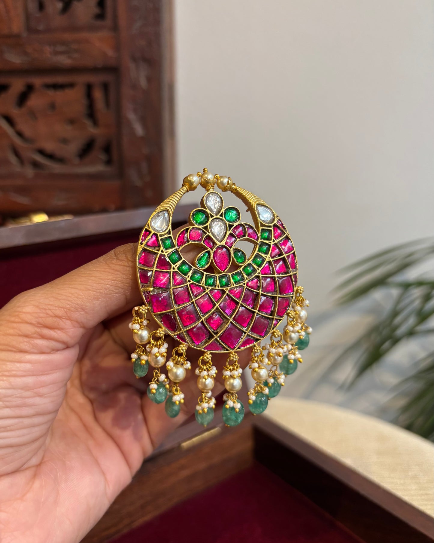 Handcrafted Round Floral Hair Pin – Jadau Kundan | HA276 (Copy)