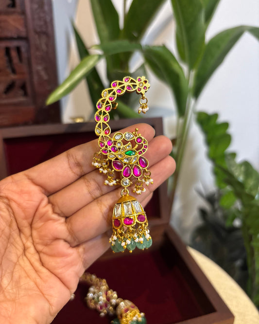 Jadau Kundan Statement Peacock Ear Cuff Earrings – Intricately Handcrafted | ER151