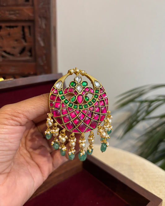 Handcrafted Round Floral Hair Pin – Jadau Kundan | HA276