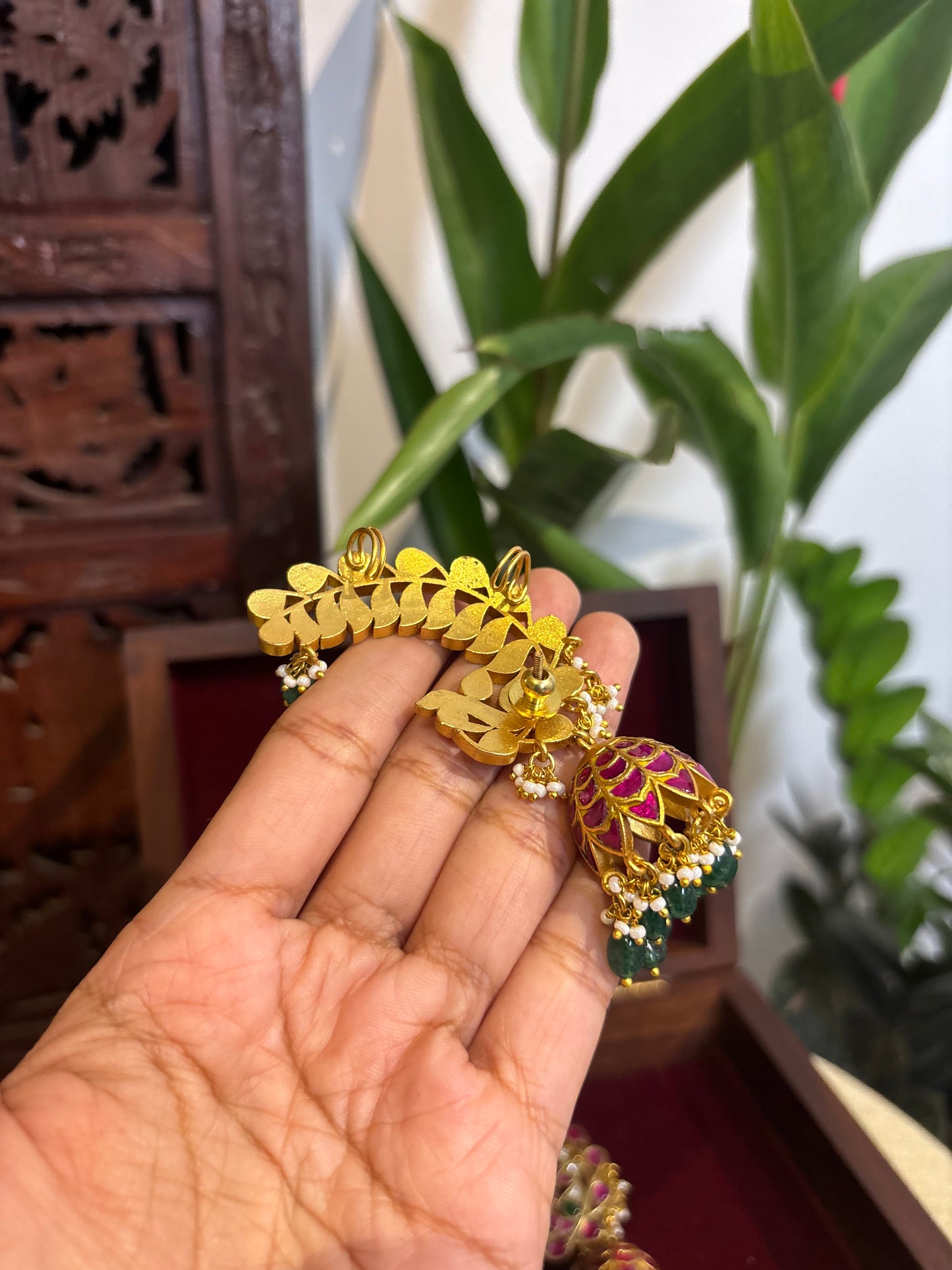 Jadau Kundan Statement Peacock Ear Cuff Earrings – Intricately Handcrafted | ER152