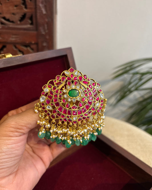 Multicolor Royal Floral Peacock Jadau Kundan Pendant | HA279