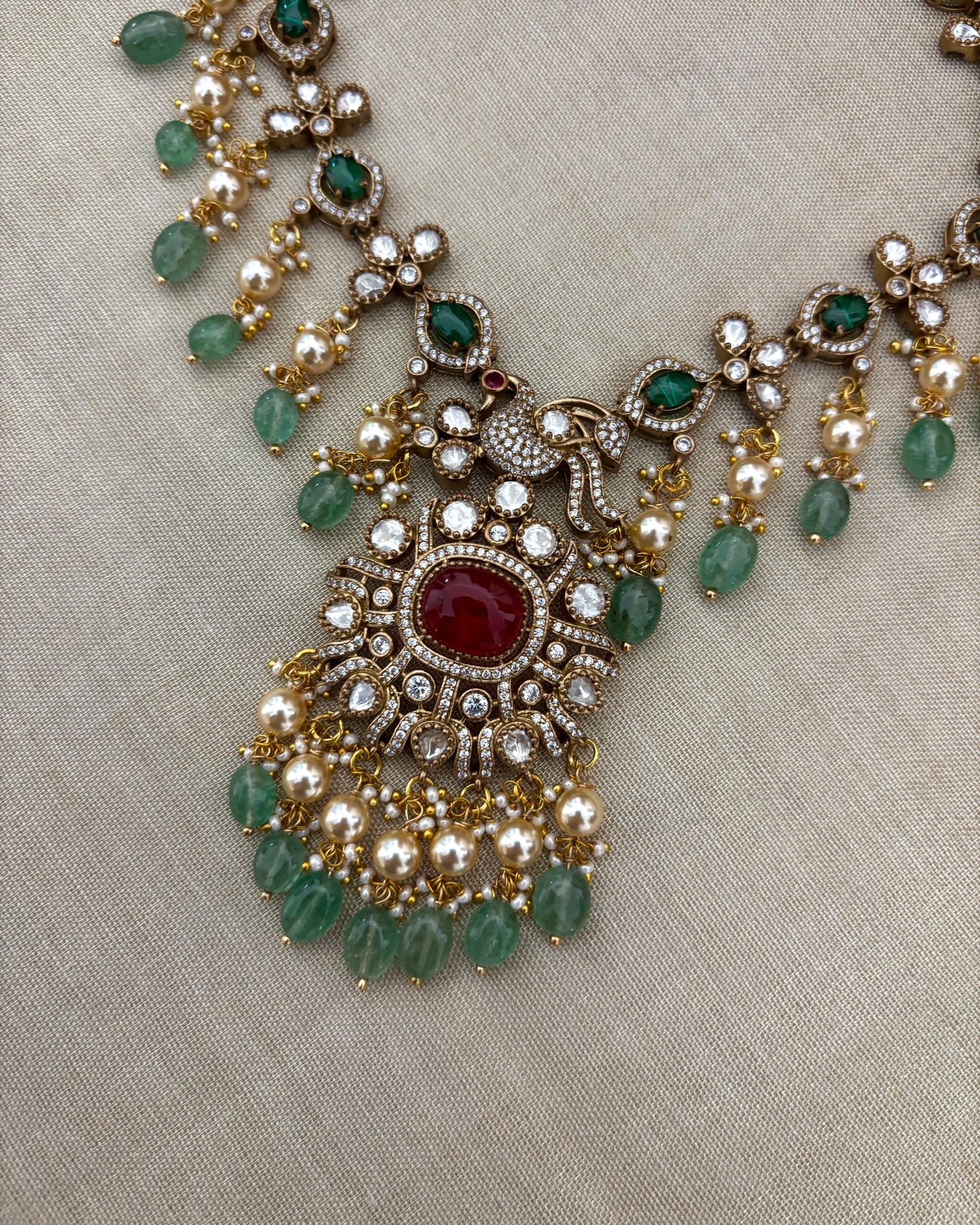 Victorian Pearls Necklace with Earrings | NC115