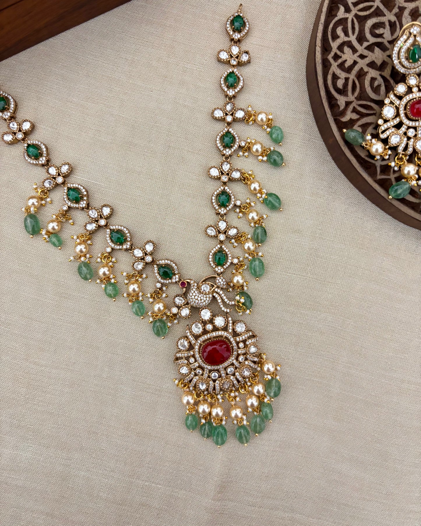 Victorian Pearls Necklace with Earrings | NC115