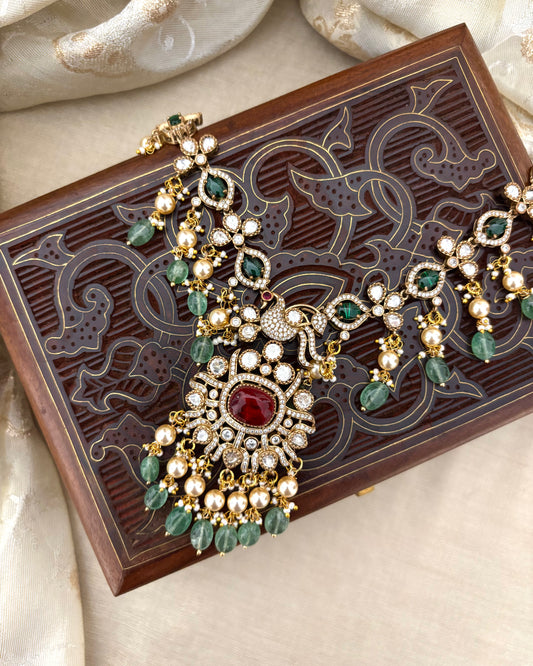 Victorian Pearls Necklace with Earrings | NC115