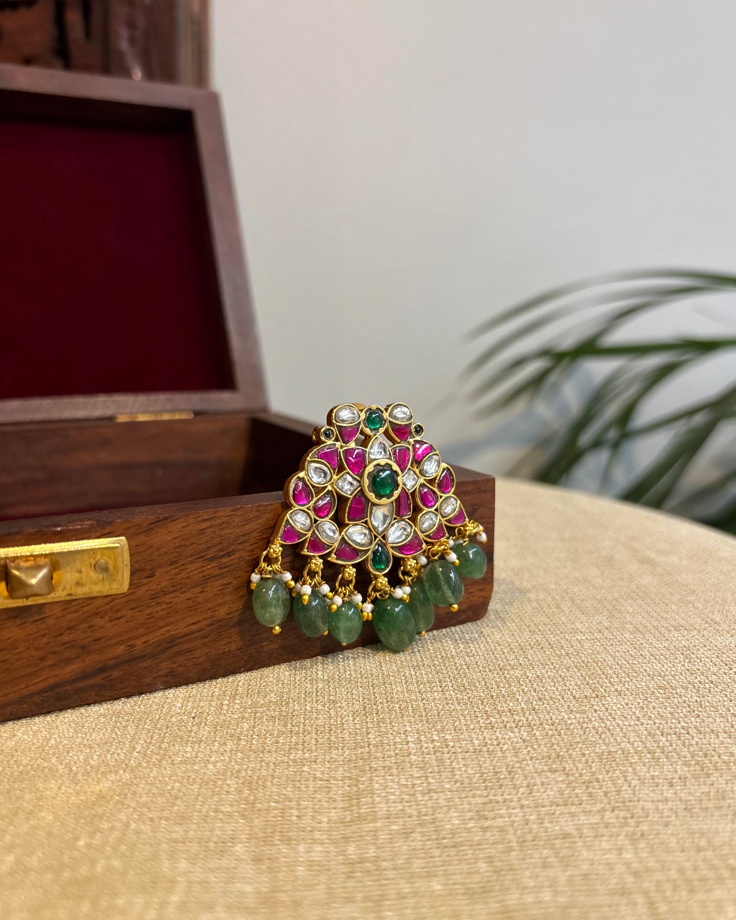 Multicolor Handcrafted Jadau Kundan Floral Hair Pin | HA281