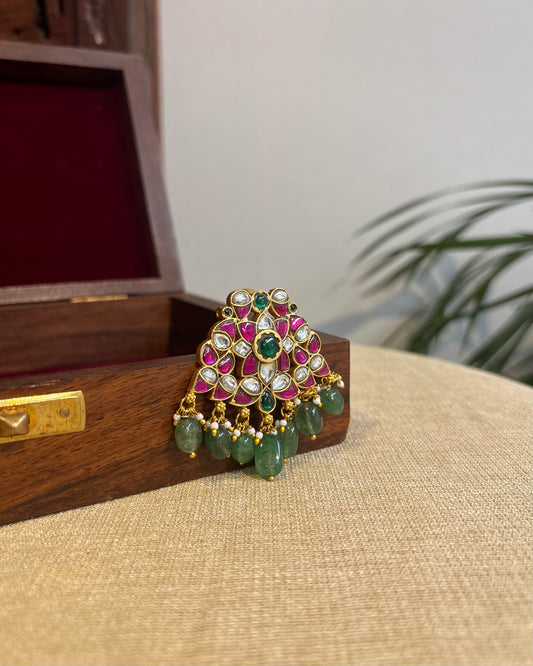 Multicolor Handcrafted Jadau Kundan Floral Hair Pin | HA281