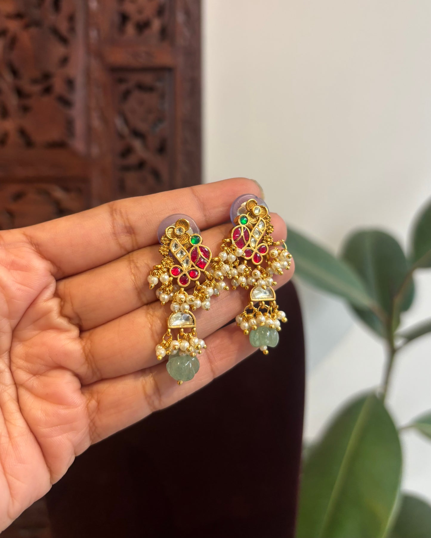 Vanam Kundan Gold-Plated Choker Set with Green Center Pendant | Varna Edit | NC288