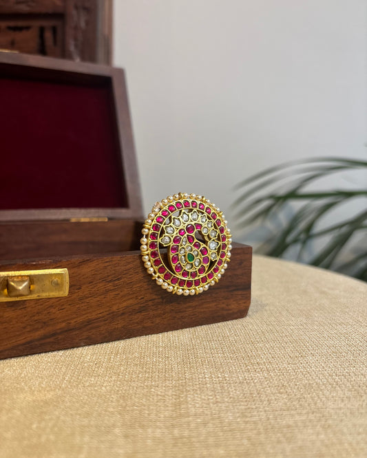 Multicolor Royal Floral Peacock Jadau Kundan Pendant | HA287