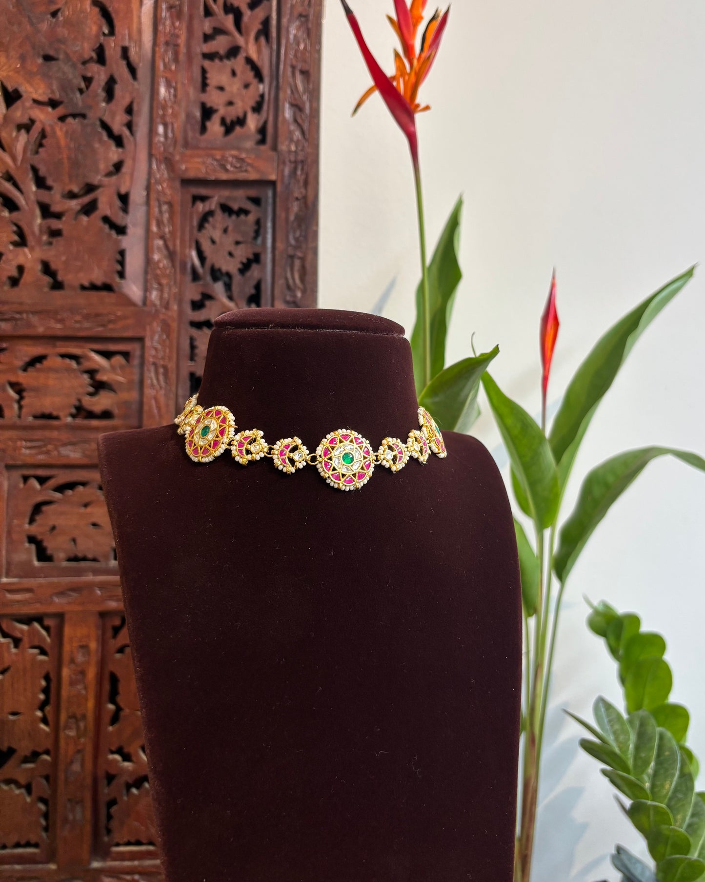 Statement White Floral Kundan Choker | Handmade Gold Plated | NC181