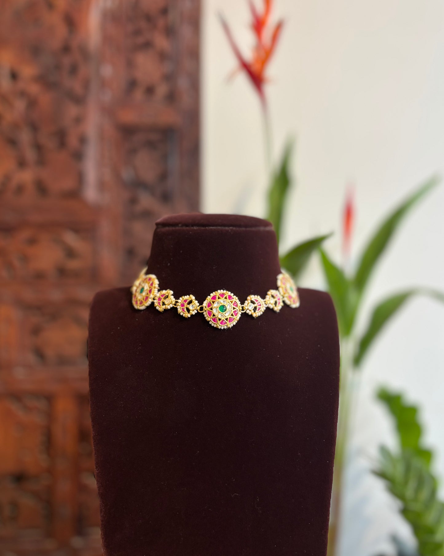Statement White Floral Kundan Choker | Handmade Gold Plated | NC181
