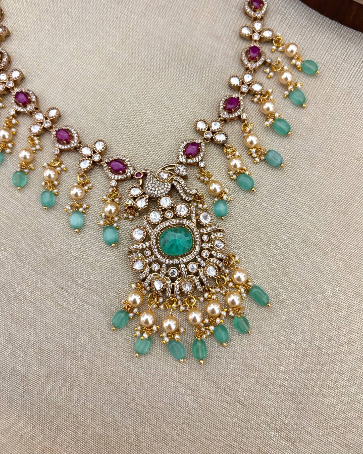 Victorian Pearls Necklace with Earrings | NC118