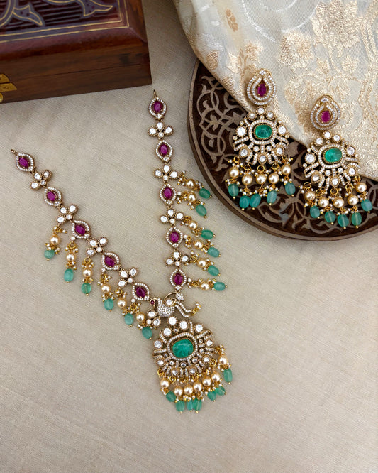 Victorian Pearls Necklace with Earrings | NC118