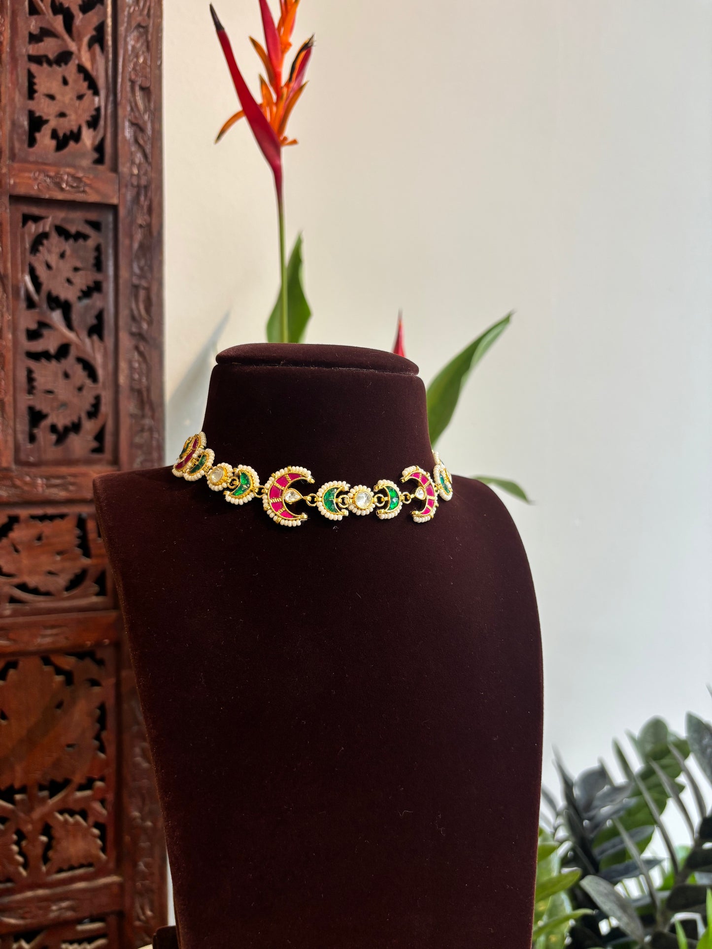 Statement Multi-Color Chand Kundan Choker | Handmade Gold Plated | NC179