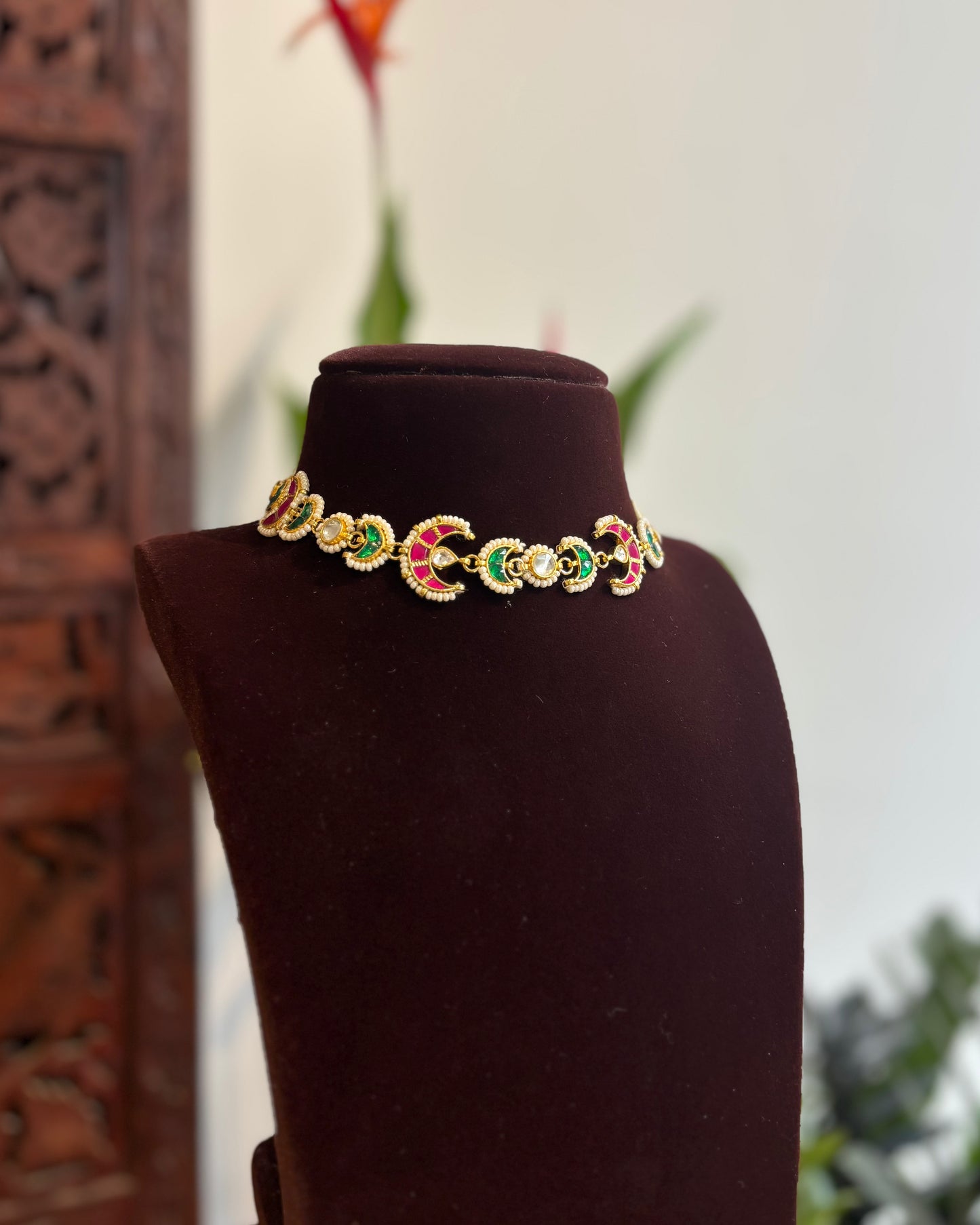 Statement Multi-Color Chand Kundan Choker | Handmade Gold Plated | NC179