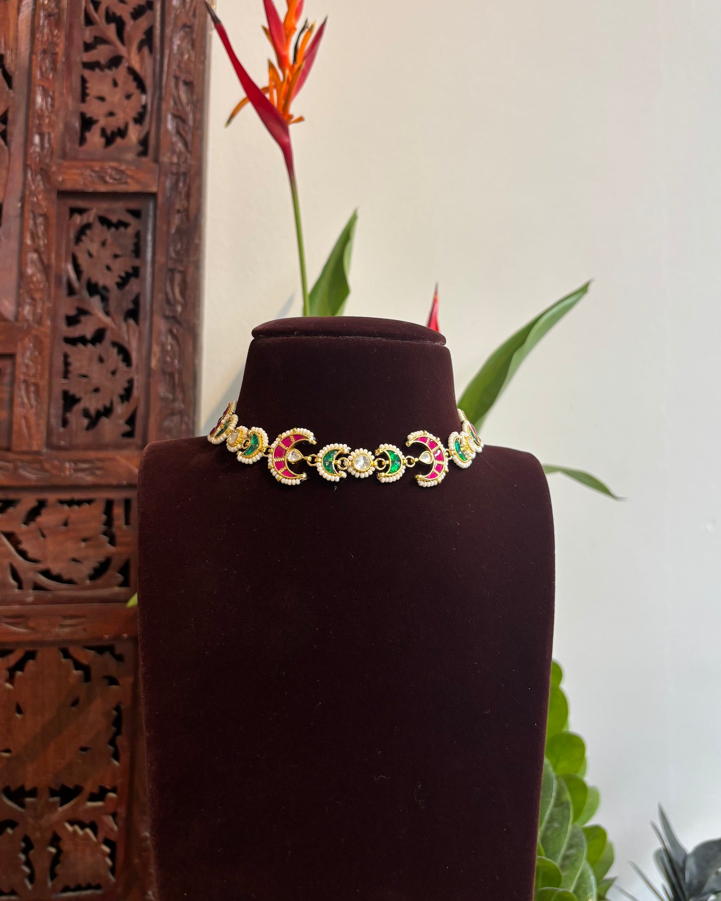 Statement Multi-Color Chand Kundan Choker | Handmade Gold Plated | NC179