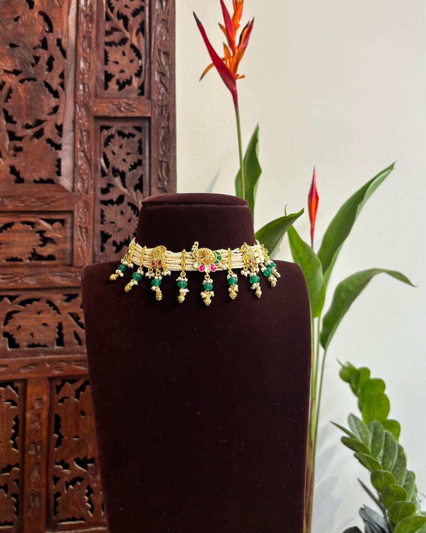 Festive Pearl Kundan Choker set with Charms – Traditional Handcrafted Jewellery| NC188