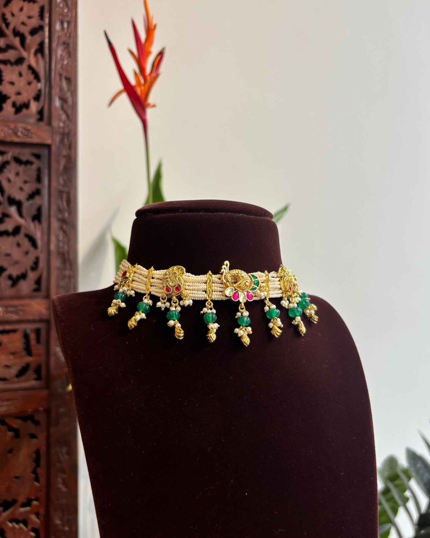Festive Pearl Kundan Choker set with Charms – Traditional Handcrafted Jewellery| NC188
