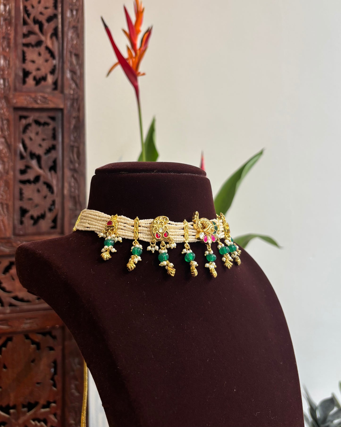 Festive Pearl Kundan Choker set with Charms – Traditional Handcrafted Jewellery| NC188