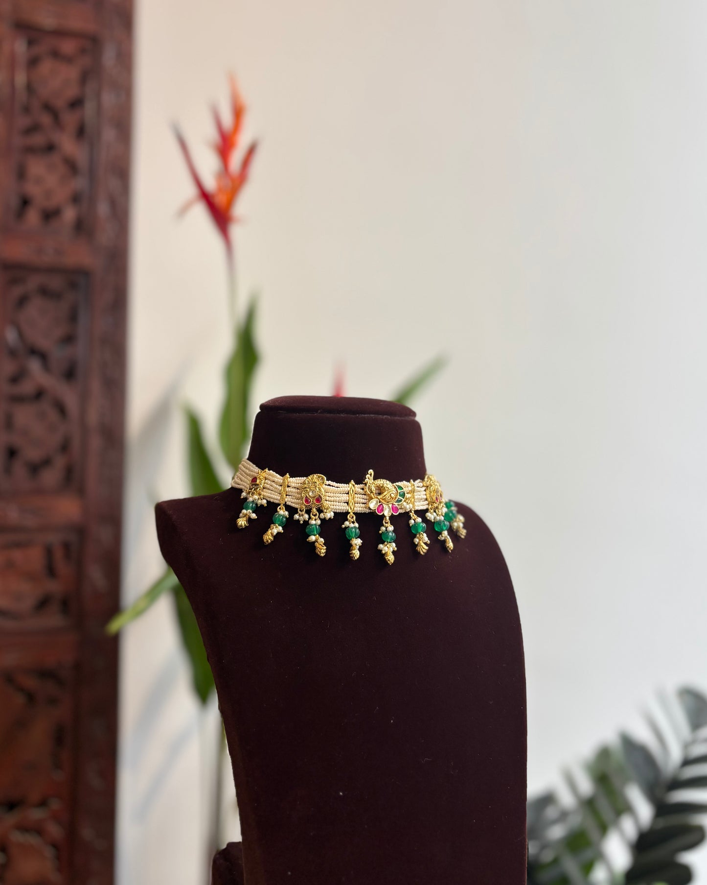 Festive Pearl Kundan Choker set with Charms – Traditional Handcrafted Jewellery| NC188