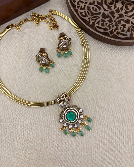 Peacock Kanti Necklace Set and Matching Earrings | NC121