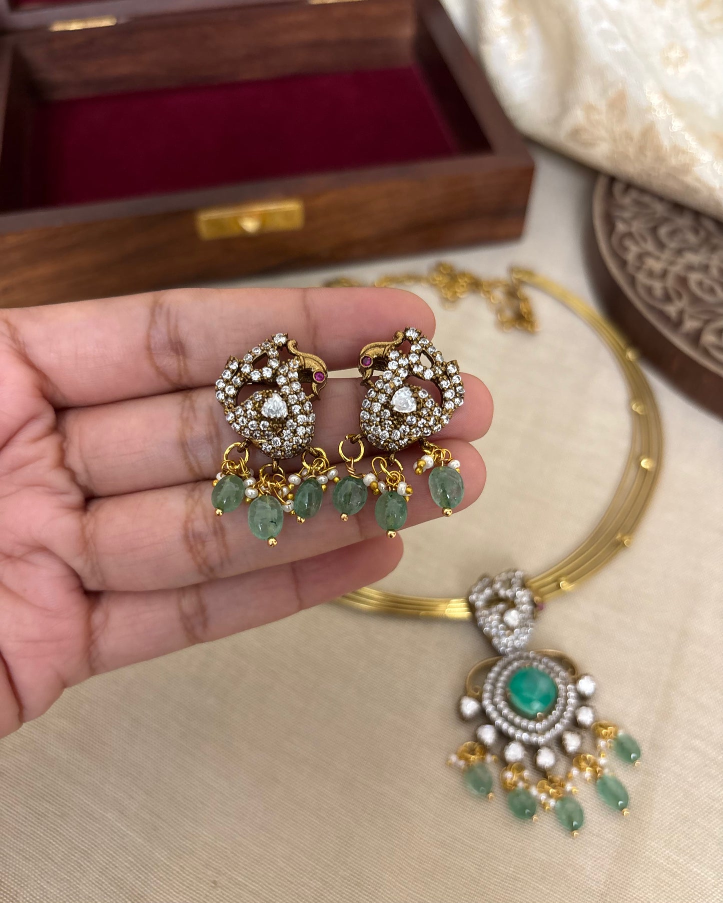 Peacock Kanti Necklace Set and Matching Earrings | NC121