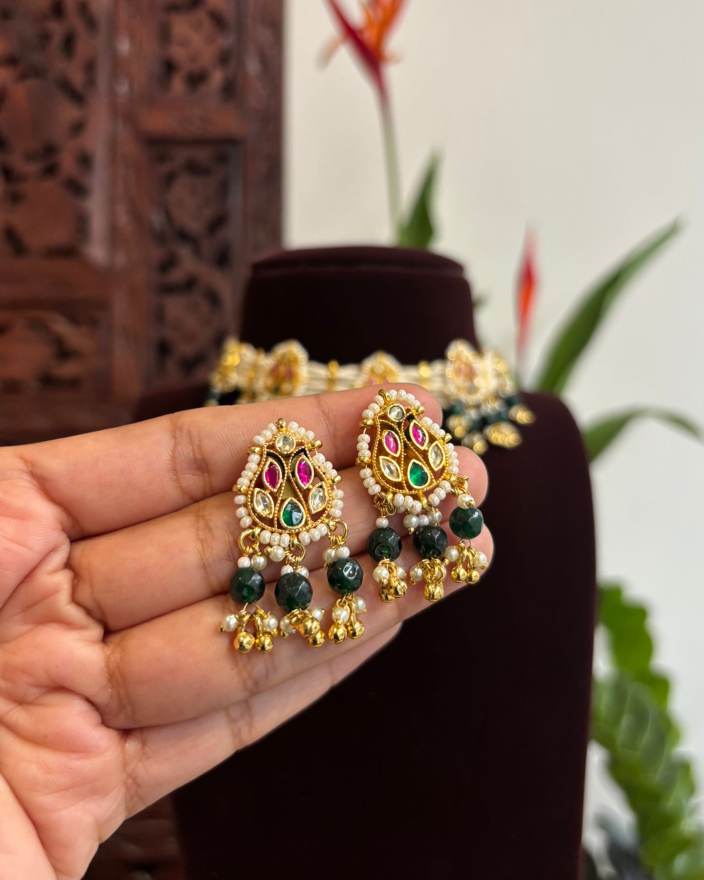 Festive Pearl Kundan Choker set with Charms – Traditional Handcrafted Jewellery| NC189