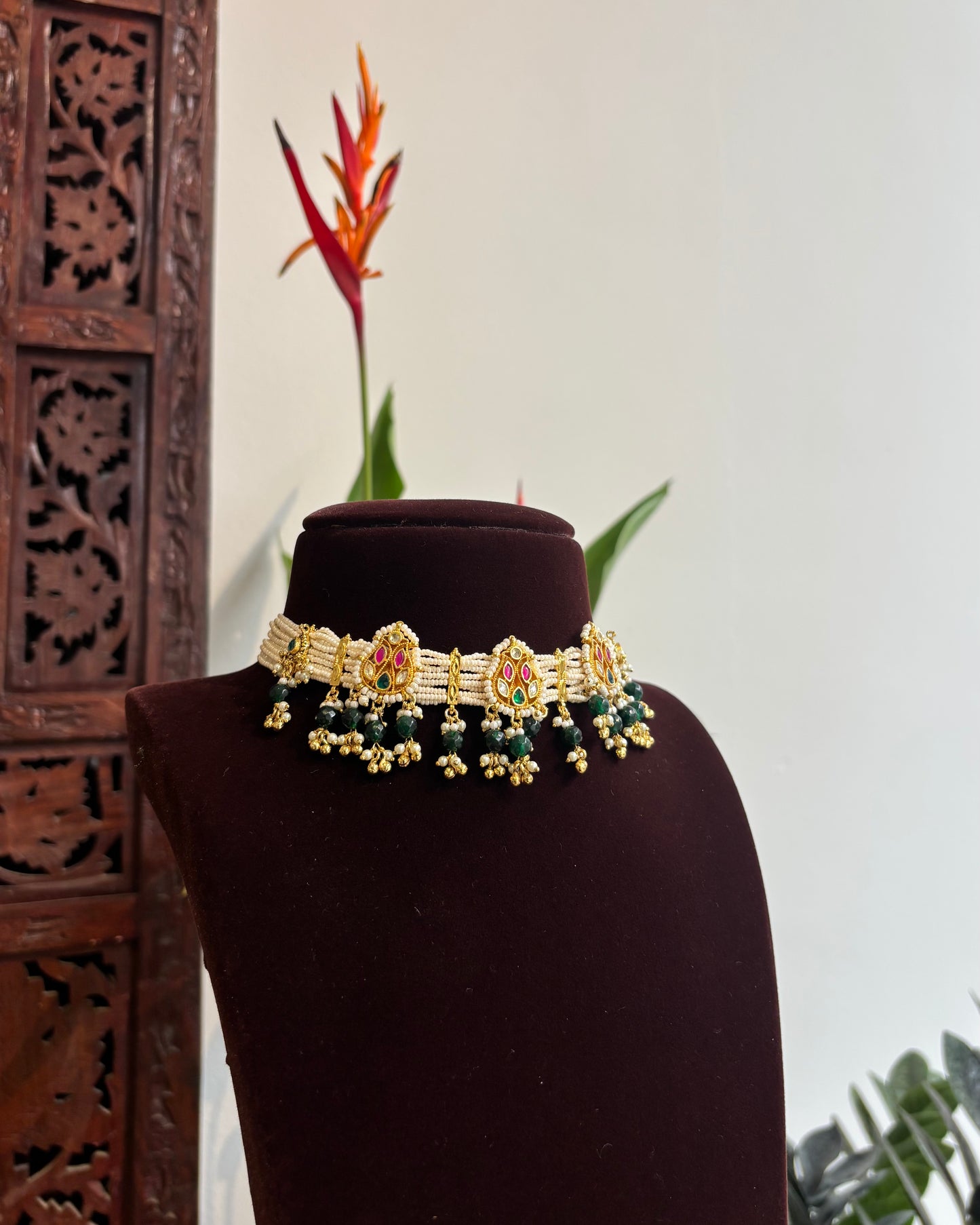 Festive Pearl Kundan Choker set with Charms – Traditional Handcrafted Jewellery| NC189