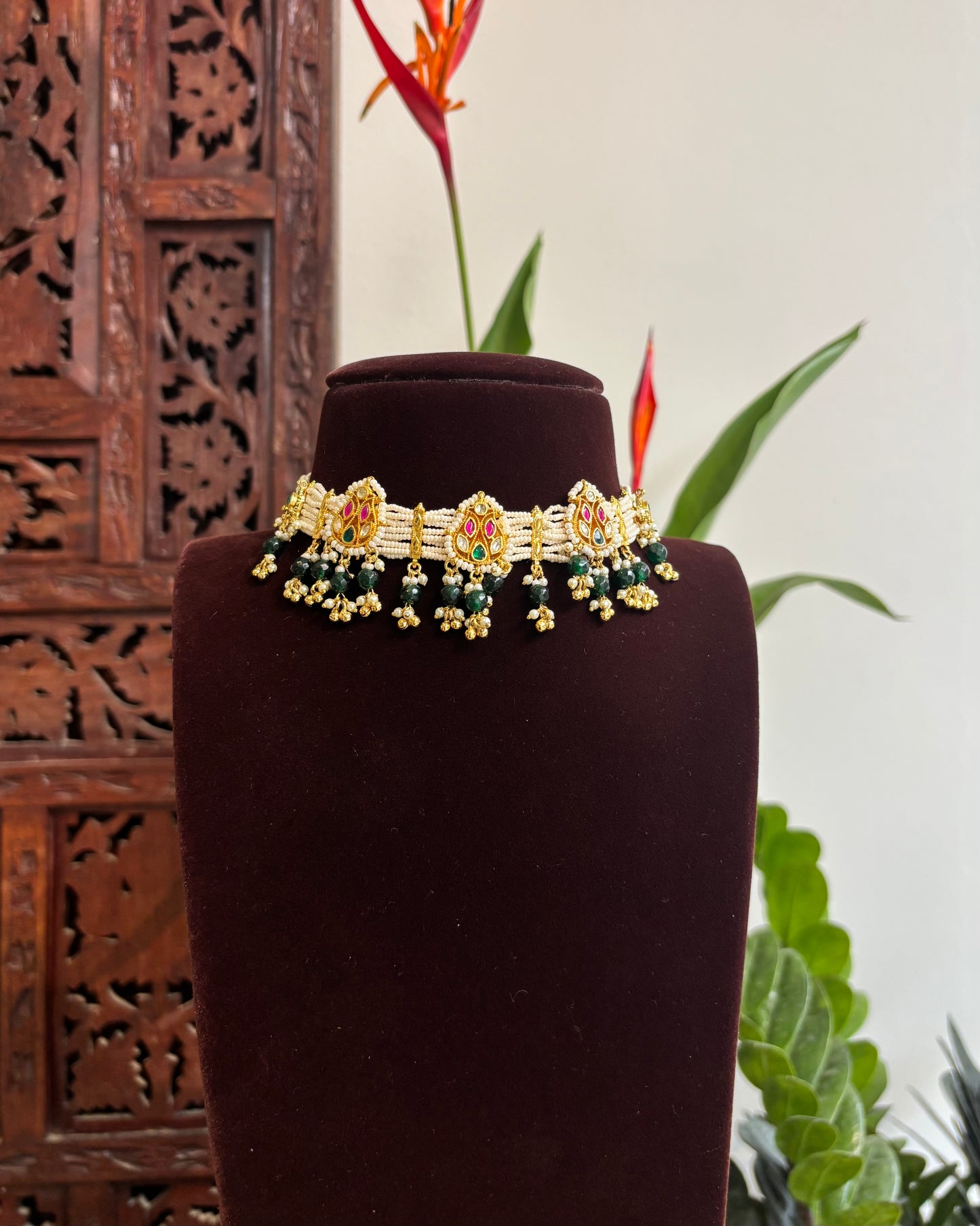 Festive Pearl Kundan Choker set with Charms – Traditional Handcrafted Jewellery| NC189