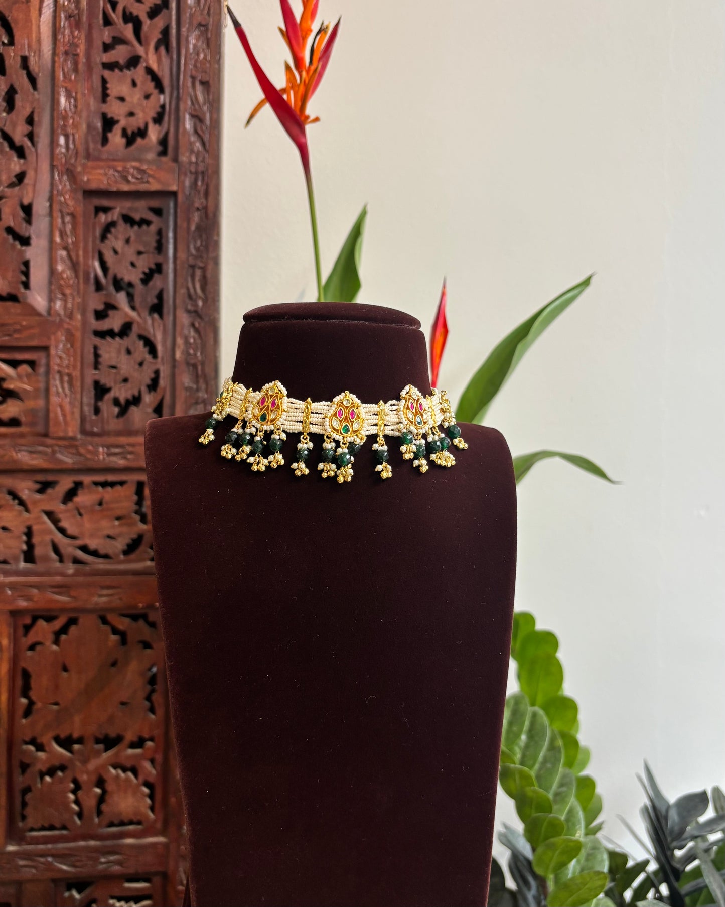 Festive Pearl Kundan Choker set with Charms – Traditional Handcrafted Jewellery| NC189