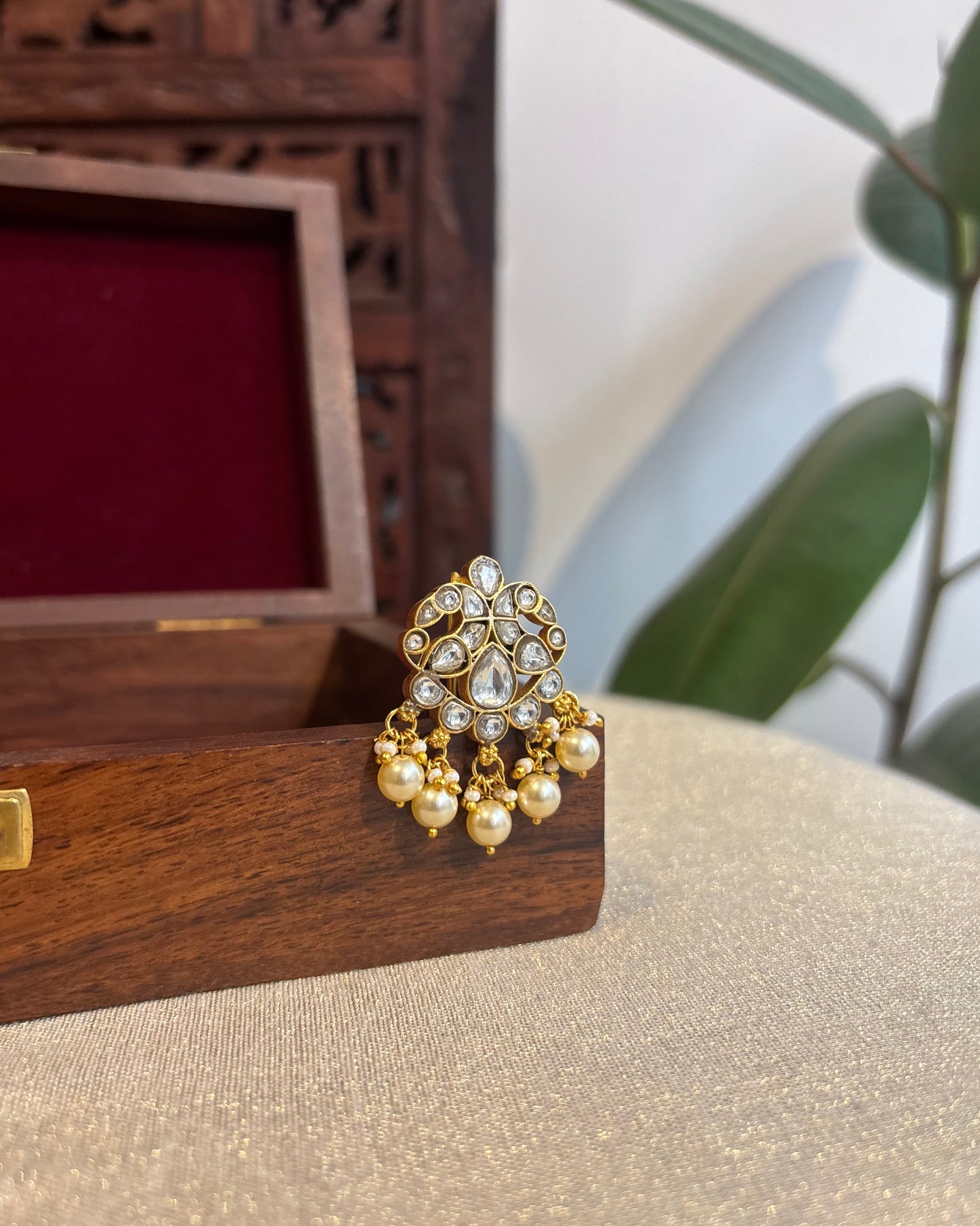 White Handcrafted Jadau Kundan Peacock Hair Pin | HA246