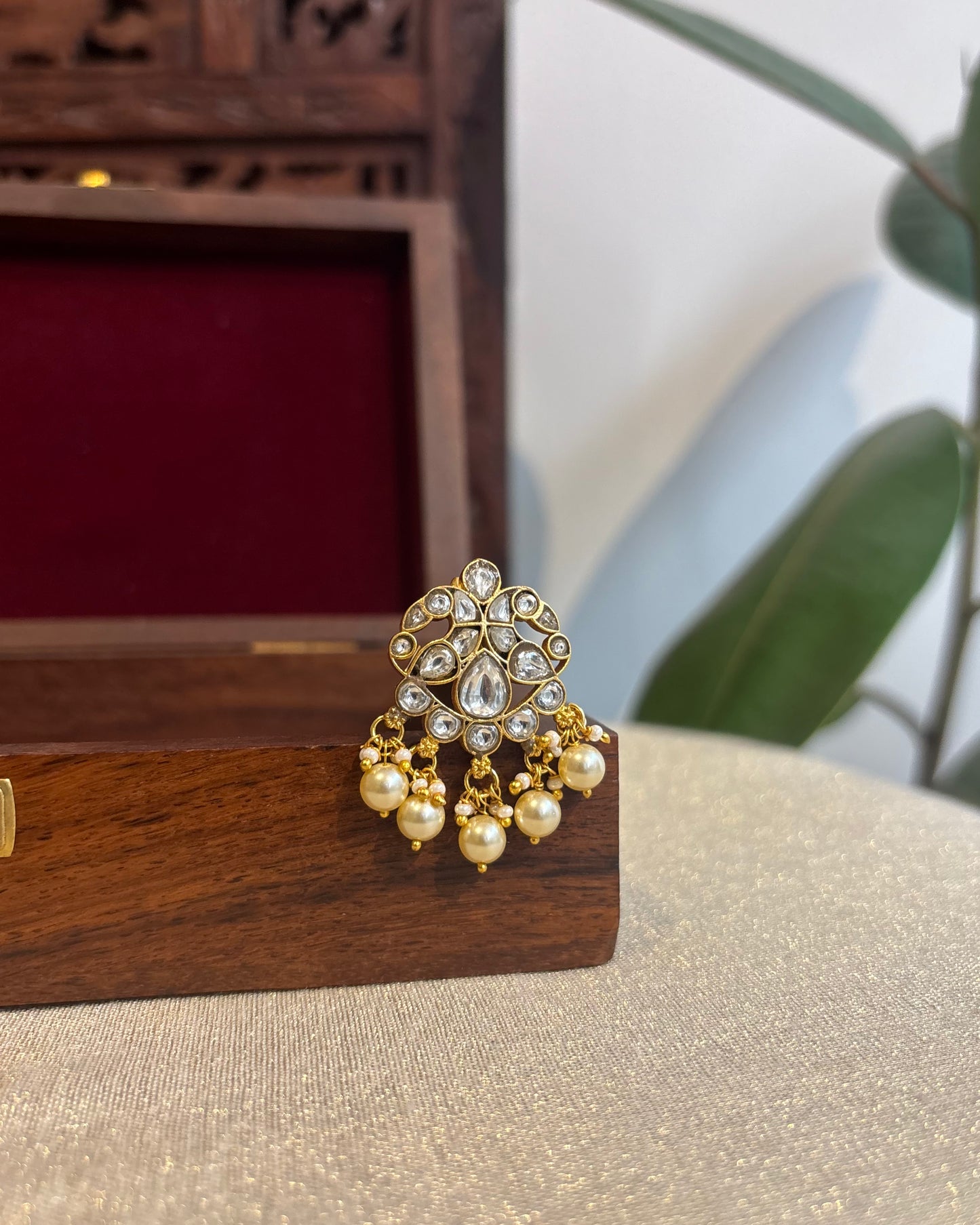 White Handcrafted Jadau Kundan Peacock Hair Pin | HA246