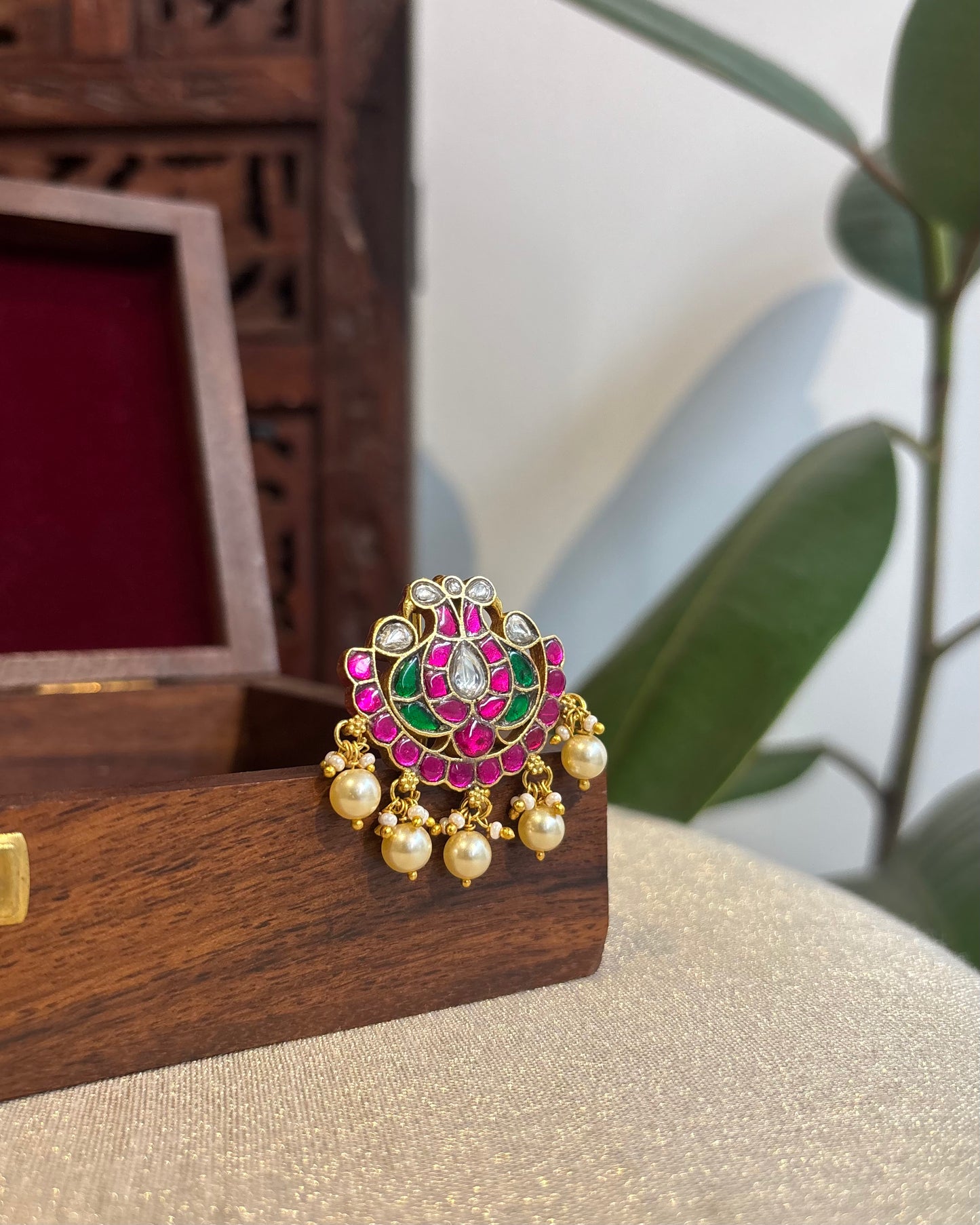 Multicolor Handcrafted Jadau Kundan Peacock Hair Pin | HA247