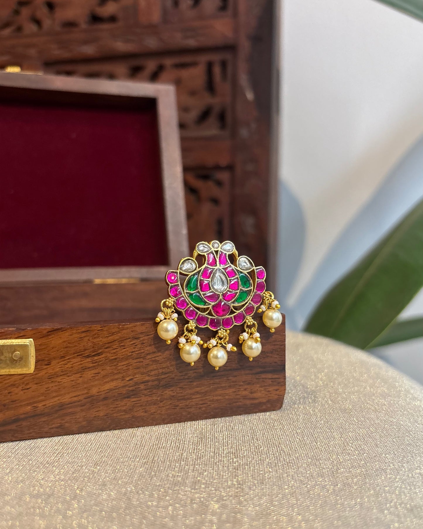 Multicolor Handcrafted Jadau Kundan Peacock Hair Pin | HA247