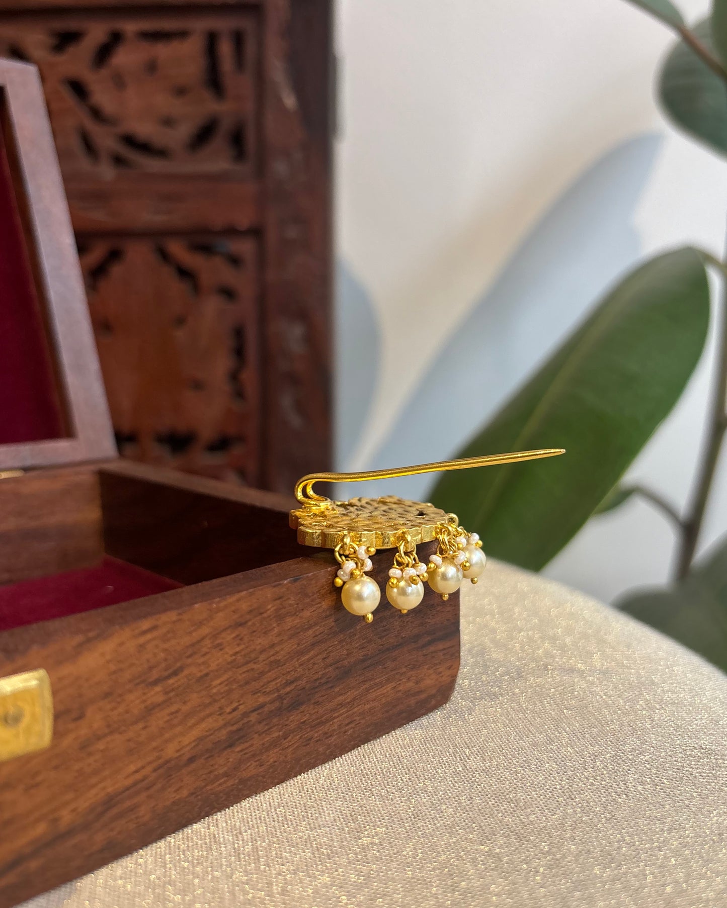 Multicolor Handcrafted Jadau Kundan Peacock Hair Pin | HA247