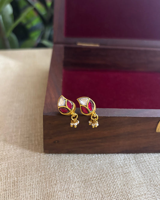 Multicolor Floral Gold-Finish Jadau Bugadi | ER159