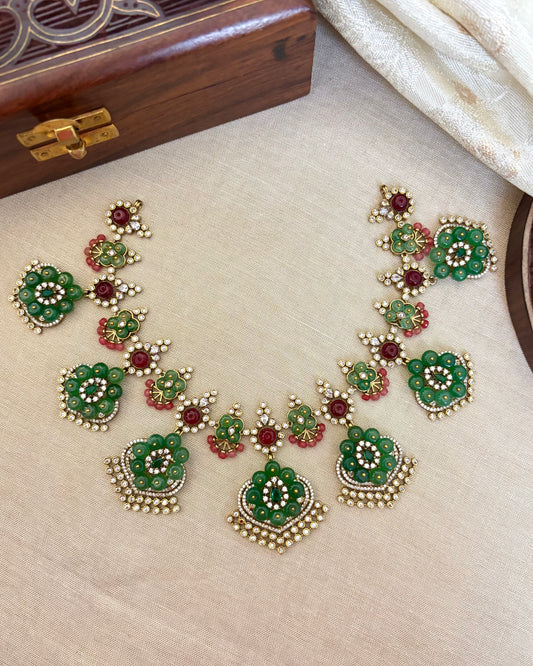 Victorian Floral Pumpkin Bead Necklace Set | NC111