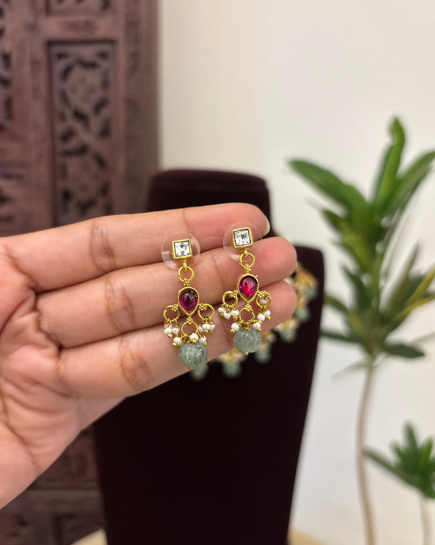 Antique Floral Peacock Jadau Pearl Choker | NC602