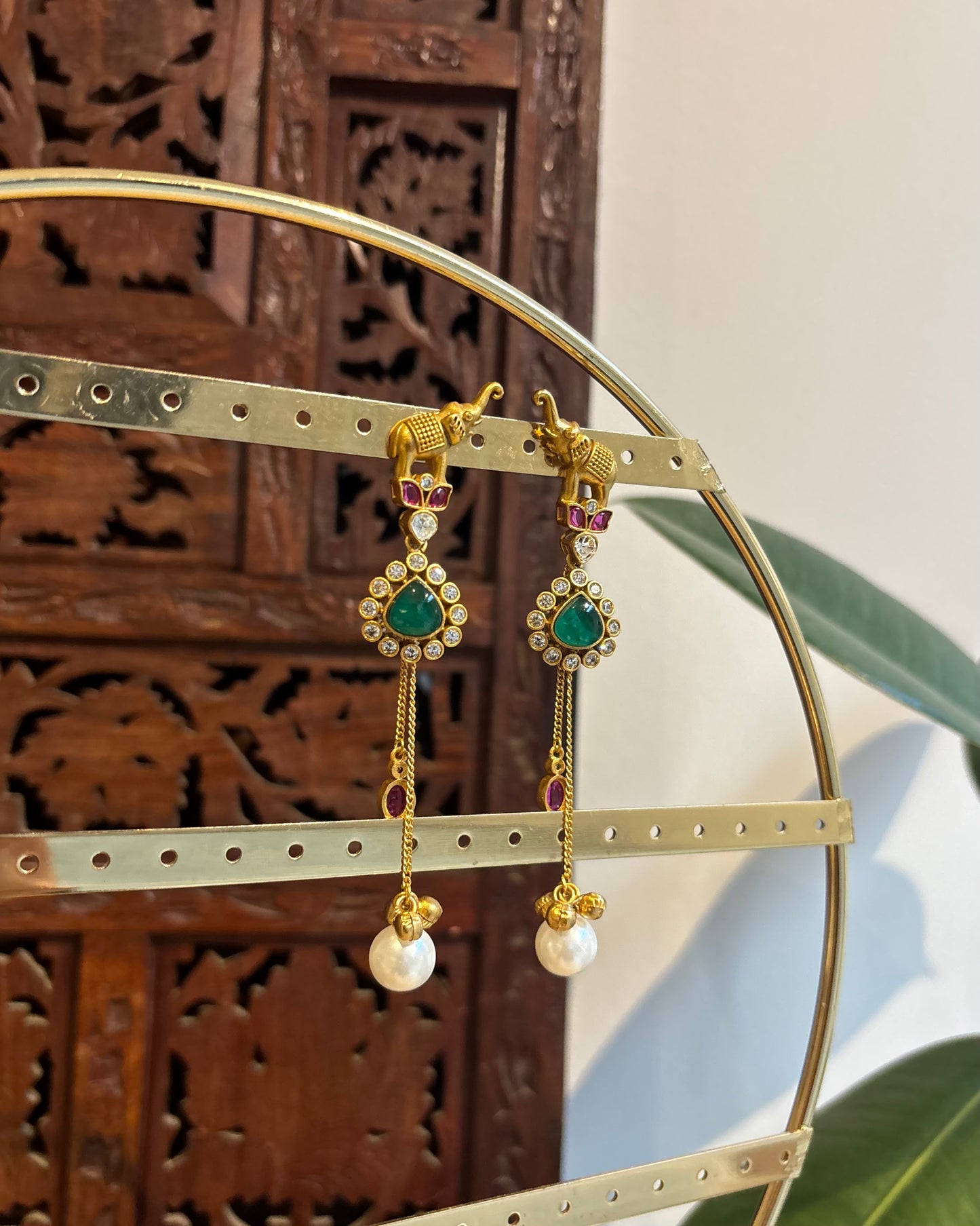 Contemporary Elephant Motif Earrings with Hangings | ER209