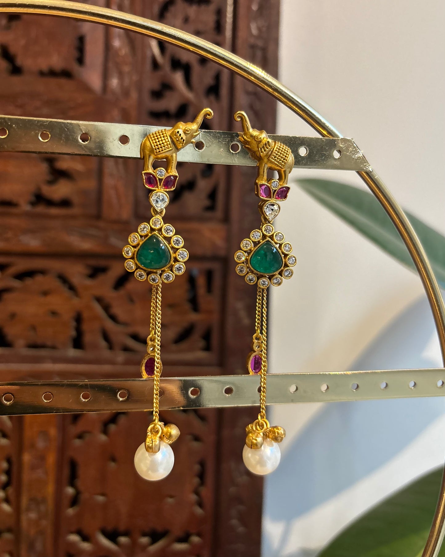 Contemporary Elephant Motif Earrings with Hangings | ER209