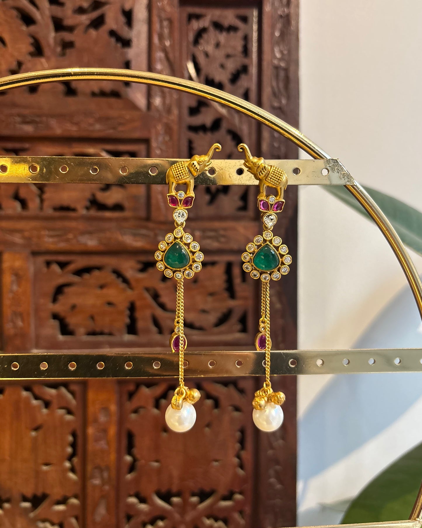 Contemporary Elephant Motif Earrings with Hangings | ER209