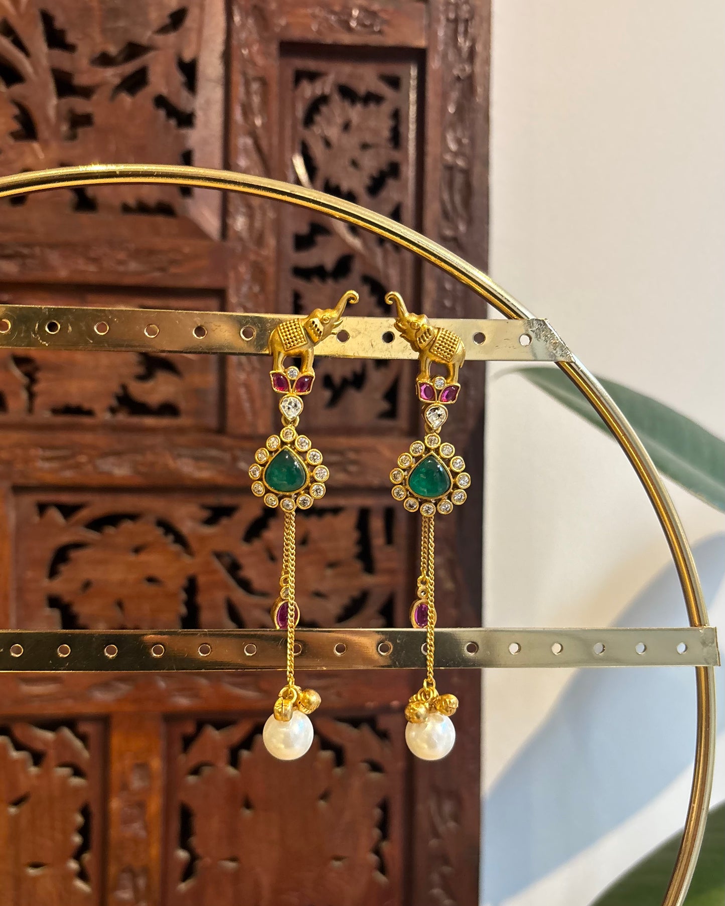 Contemporary Elephant Motif Earrings with Hangings | ER209